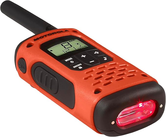 Motorola Solutions, Portable FRS Talkabout T605 H2O Two Way Radios 4-Pack, Walkie Talkies Orange Waterproof Rechargeable, Carrying Case, Orange/Black with 4 Remote Speaker Mics