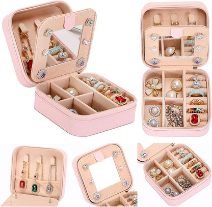 Small Jewelry Box Travel Jewelry Case Jewelry Holder Organizer,Travel Essentials Box Jewelry Organizer,Personalized Birthday Gifts for Teen Girls Women Initial J, pink