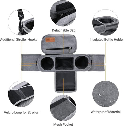 Momcozy Universal Stroller Organizer with Insulated Cup Holder Detachable Phone Bag & Shoulder Strap, Fits for Stroller like Uppababy, Baby Jogger, Britax, BOB, Umbrella and Pet Stroller