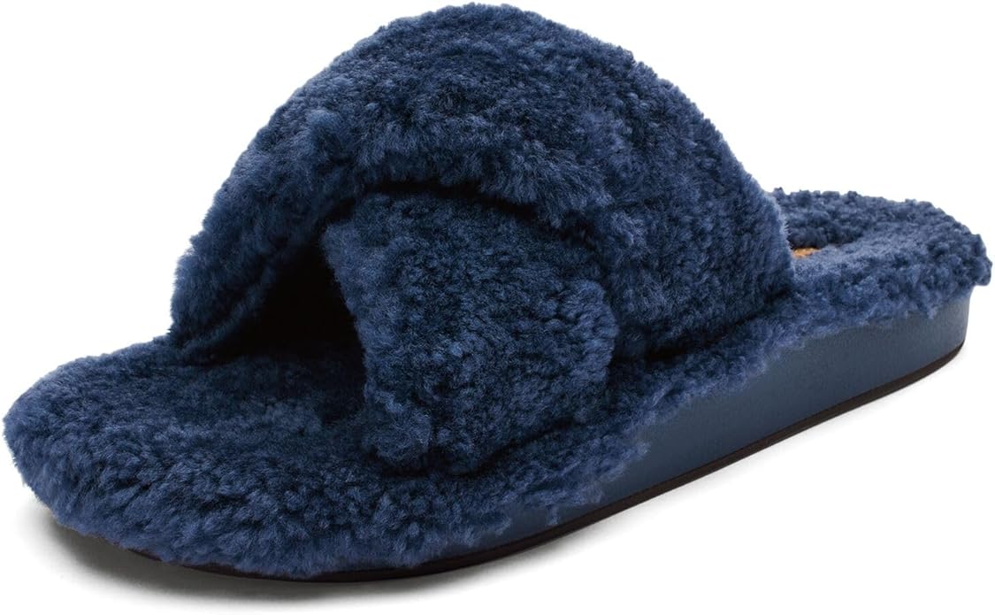OLUKAI Hila Heu Women's Slipper, Women's Slip-On Shoes, Genuine Shearling, Wet Grip Soles for Inside & Outside Wear, Cute & Ultra-Soft Comfort Fit