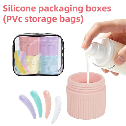 Pack of 4 Travel Bottles, Silicone Refillable Portable Container for Easy Transport in Luggage Bags and Carry Ons Travel Esse
