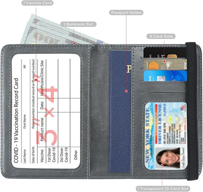 ILIYAH-Passport Cover-Passport Holder for Travel Women/Men Passport Wallet Case Travel Accessories Card Holder Wallet Unisex Travel Gifts(Deep Grey)