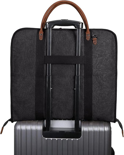 S-ZONE Carry on Garment Bag for Business Travel Canvas Leather Men Suit Cover