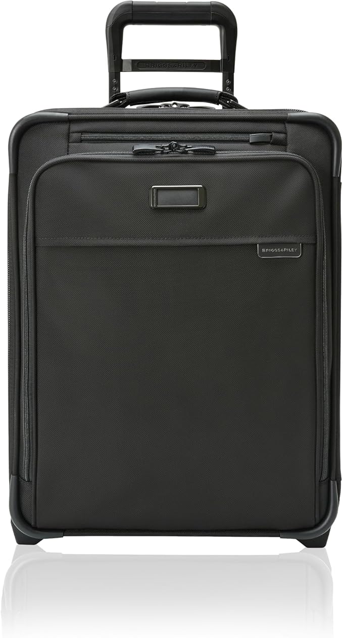 Briggs & Riley Global 2-Wheel Expandable Carry On - Luggage for International Travel, Suitcases with Wheels, Softside Rolling Bag for Men & Women, Self-Repairing Zipper - Baseline Collection, Black