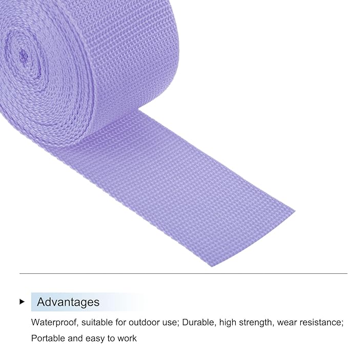 MECCANIXITY Lightweight Polypropylene Webbing Strap 2" 5 Yard Backpack Strapping Band Purple for Outdoor Luggage Cargo Straps