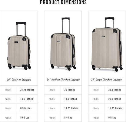 Kenneth Cole REACTION Out of Bounds Lightweight Hardshell 4-Wheel Spinner Luggage, Mushroom, 20-Inch Carry On