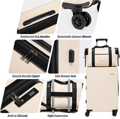 Expandable Carry on Luggage Sets,Suitcases with Detachable Wheels Hardshell 22x14x9 Airline Approved,Lightweight Luggage Set with TSA Lock,Carry on Suitcase
