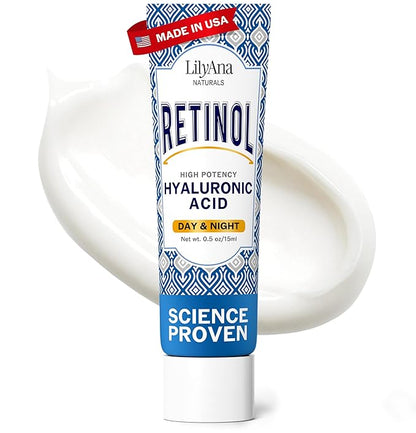 LilyAna Naturals Anti Aging Retinol Face Cream for Women – Wrinkle & Neck Cream for Firming, Retinol Moisturizer for Face with Hyaluronic Acid, Hydrating Night Cream for Fine Lines, Collagen Boost