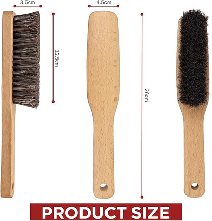 TAKAVU Horsehair Shoe Boot Brush 10.2 Inches - Hat Brush, Hand Broom With 100% Soft Genuine Horse Hair Bristles, Long Beech Wood Handle for Cleaning Shoes, Boots, Counters, Beds, Clothes, Furniture