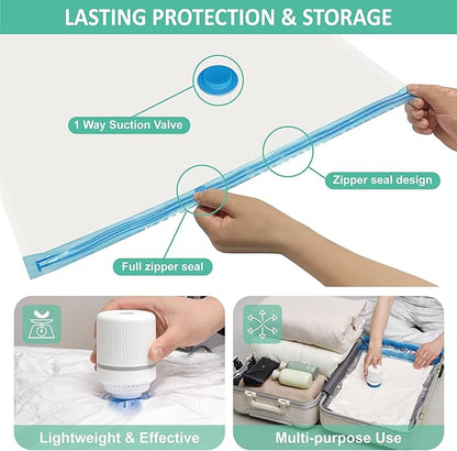 Cozy Essential 20 Pack Vacuum Storage Bags with Electric Pump, Vacuum Seal Space Saver Bags for Clothing, Pillows, Blanket, Bedding, Comforters