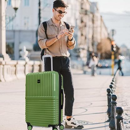 World Traveler Dejuno Tonal 28-Inch Polycarbonate Lightweight Hardside Expandable Spinner Luggage Suitcase with TSA Lock - Matcha