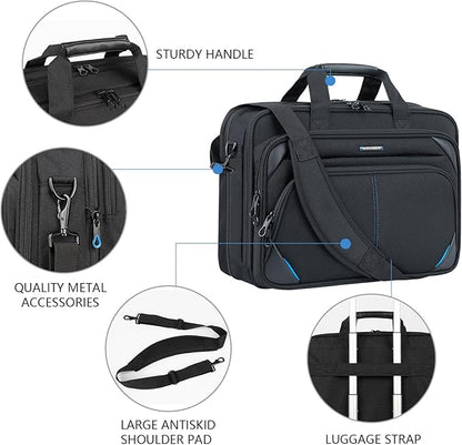 KROSER Laptop Bag 17.3 Inch Premium Laptop Briefcase, Expandable Laptop Shoulder Messenger Bag Durable Computer Case