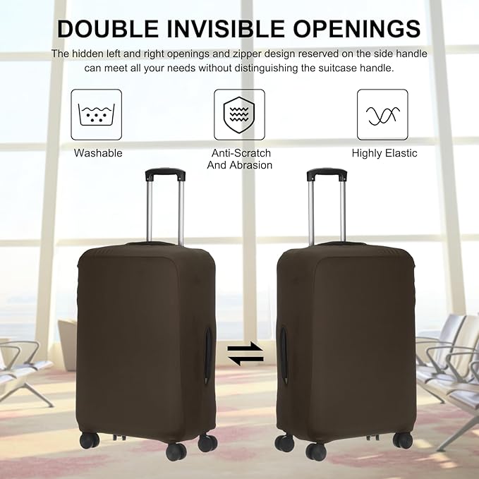 uxcell Travel Luggage Cover, Washable Suitcase Covers for Luggage Anti-scratch Suitcase Protector Elastic Baggage Protective, Fits 22-25 Inch Suit Case, Dark Brown