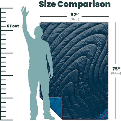 Rumpl Original Puffy Blanket - Warm, Water-Resistant Camping Blanket with 100% Recycled Synthetic Insulation, 52"x75", Original Puffy V2, Deepwater