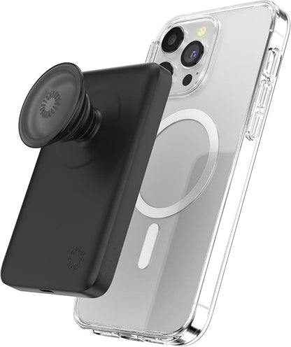 PopSockets PowerPack for MagSafe Magnetic Power Bank, Portable Phone Charger, Magnetic Wireless Battery Pack, 5000mAh for iPhone 16/15/14/13/12 Pro/Pro Max/Plus - Black