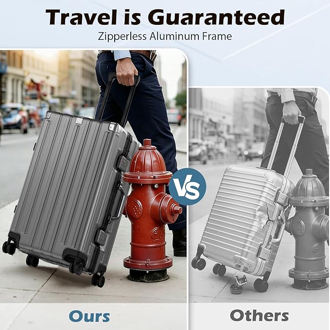 Krute Large Luggage 28 inch Zipperles Suitcase With Spinner Wheels USB Charger Hardside PC Aluminum Frame Luggages Checked Suitcases with TSA Lock (1 Piece)