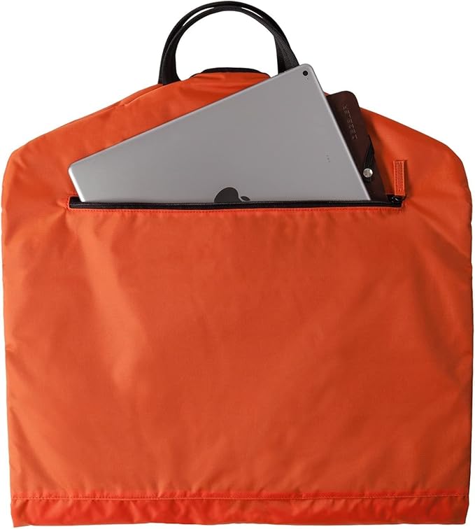 SkyHanger - Carry on Garment Bag with unique Titanium Suit Hanger for Men & Women - best-in-class functionality for wrinkle-free traveling - lightweight & water repellent nylon - Orange