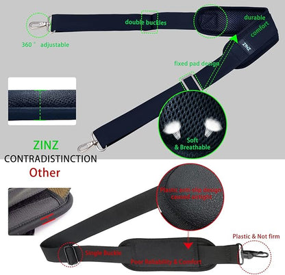 ZINZ 79 inch Shoulder Strap, Extra-thick Fixed Cushion Pad and Dual Clasps Universal Replacement Strap with Metal Swivel Hooks for Laptop Bags, Luggage Bags, Camera, Crossbody (200cm,Blue)