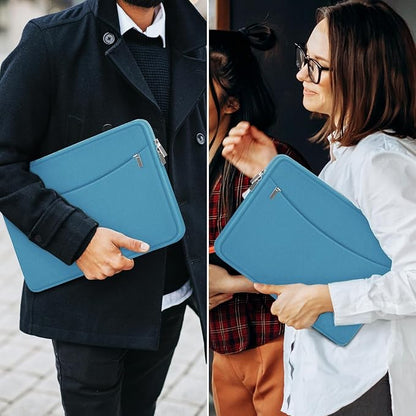 Laptop Case Sleeve 15.6 inch, Shockproof Protective Laptop Cover Briefcase Carrying Computer Bag with Accessory Pocket, Computer Bag Compatible with MacBook, HP, Dell, Lenovo, Asus, Light Blue