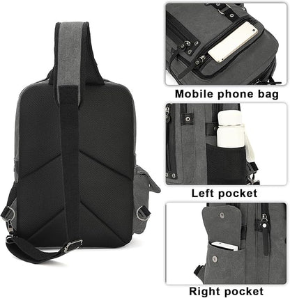 Vintage Messenger Bag, Canvas Backpack for Travel, Men's Shoulder Bag, Dual-use Bag for Hand Carry and Crossbody Carry