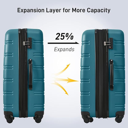 Merax Luggage sets of 13 Piece 16 20 20 28 IN Carry on Luggage Hard Case Blue Luggage Expandable Checked Luggage Suitcase Set with Wheels