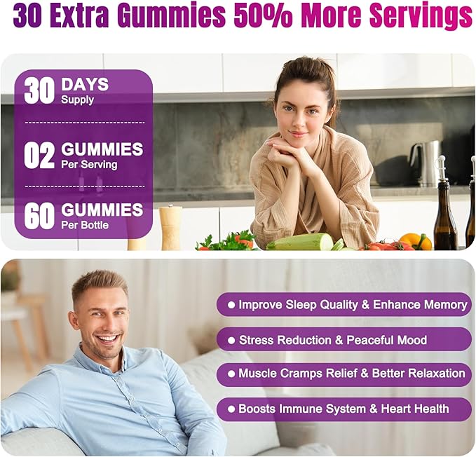 Magnesium Glycinate Gummies 600mg, High Absorption Magnesium Gummies with L-Threonate, Calcium, Vitamin B6, Sugar Free Chews for Adults & Kids Relaxation, Stress Relief Raspberry (60 Count)
