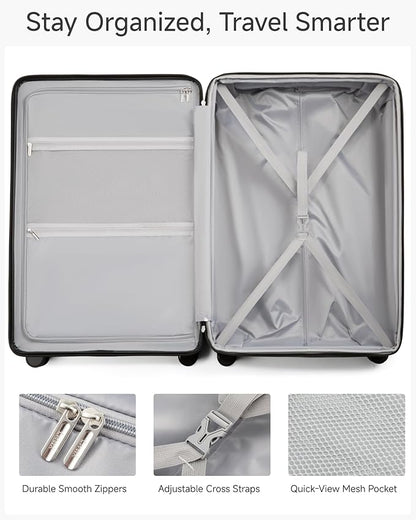 28 Inch Luggage with Spinner Wheels, KVC Expandable Hardside Large Checked Suitcase (EX-Core, Cherry, 28 Inch, 105L-113L)