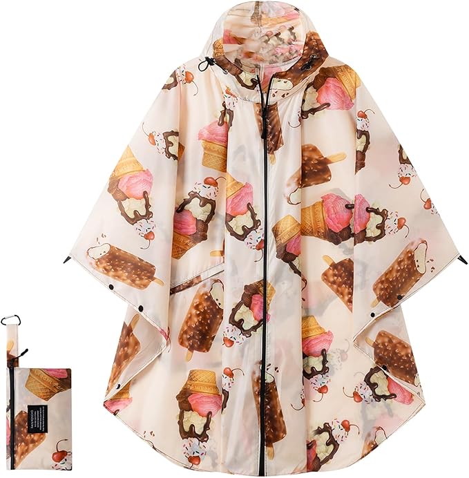Hooded Rain Ponchos for Adult - Rain Coat and Rain Jacket with Waterproof Pocket and Zipper