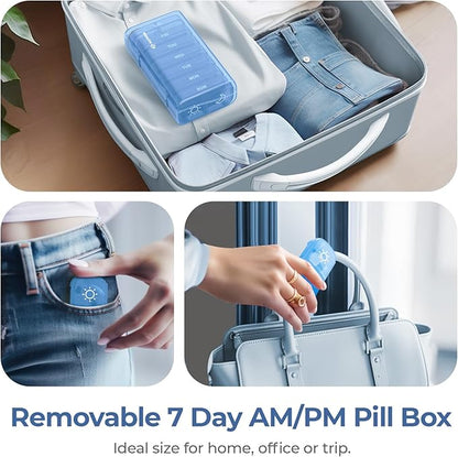AUVON XL Weekly Pill Organizer 2 Times a Day, AM PM Pill Case with One-Side Large Opening for Easy to Use, Pill Box 7 Day Travel Medication Organizer for Medications, Vitamins, Fish Oils, Supplements