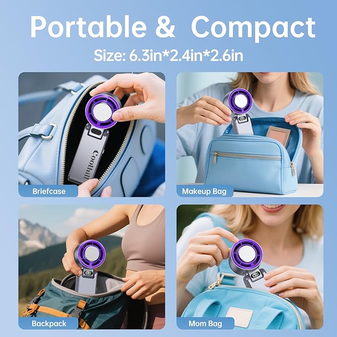 Handheld Portable Fan with Ice Cooler: 100-Speed 5500mAh Rechargeable Handheld Fan, 12H Time Hand Cooling Personal Fans with 20000 RPM Air Turbo Tech for Travel Outdoor