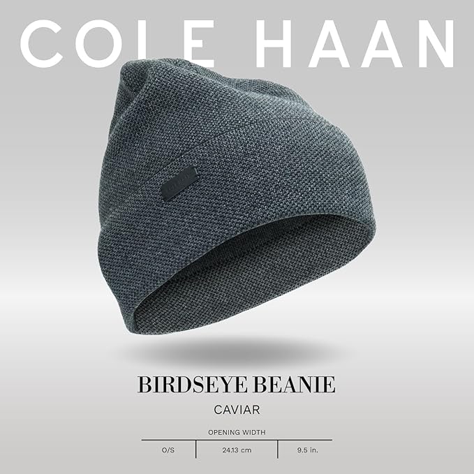 Cole Haan Men's Heritage Rib Cuff Wool Beanie Hat, One Size