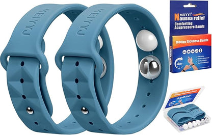 Morning Sickness Relief Wristbands Motion Sickness Bands for Adults Sea Sickness Wristbands for Cruise Travel Nausea Relief of Headaches, Insomnia, Anxiety and Queasinesss-Blue