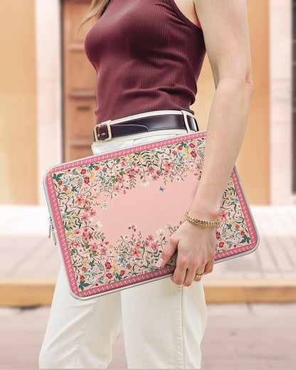 iCasso Pink Laptop Bag 13 inch,Cute Computer Sleeve Bag for Women,13-13.6 inch Laptop Carrying Case Compatible with MacBook Air Pro 13/14, HP Dell ASUS Lenovo Chromebook Notebook