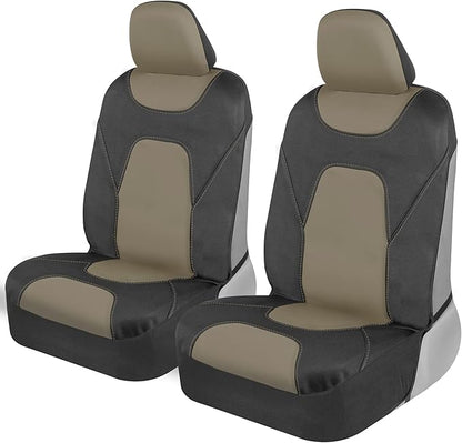 Motor Trend AquaShield Waterproof Front Seat Covers, Beige Seat Covers for Cars – Neoprene Front Car Seats Cover, SUV Seat Covers Protector - Car Interior Cover for Auto, Trucks, & Dog Owners