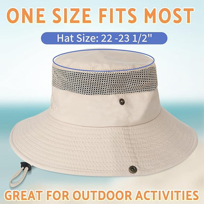 PFFY Sun Bucket Hats for Men Women 3” Wide Brim UPF 50+ Fishing & Beach Hat