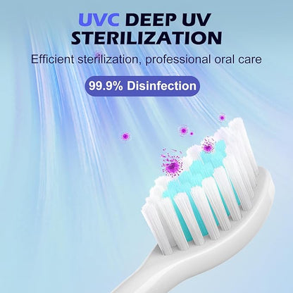 UV-C Toothbrush Cleaner, Portable Travel Cover for Manual/Electric Toothbrush, Magnetic Holder and Rechargeable Case for Any Size Toothbrush, White