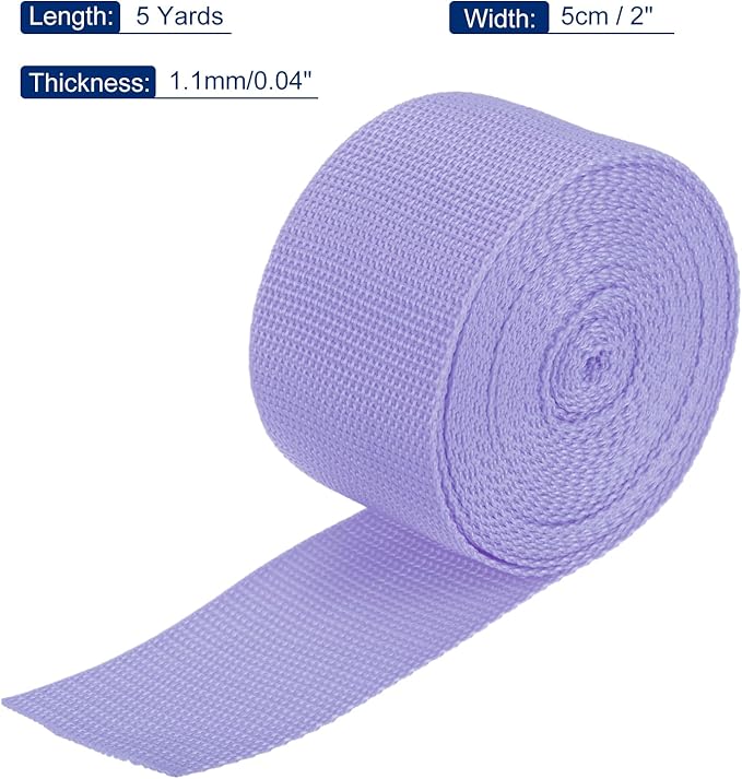 MECCANIXITY Lightweight Polypropylene Webbing Strap 2" 5 Yard Backpack Strapping Band Purple for Outdoor Luggage Cargo Straps