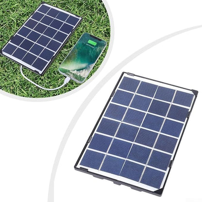 Solar Panel Charger 6W 5V Portable USB Solar Power Bank Waterproof for Mobile Devices Outdoor Lighting Water Pumps RV Boat Car Polysilicon 210x135x5mm