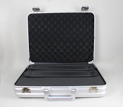 Metal Briefcase for Men, Locking Aluminum Case for Valuables, Gun Display Box, Cash Case, with Removable Foam