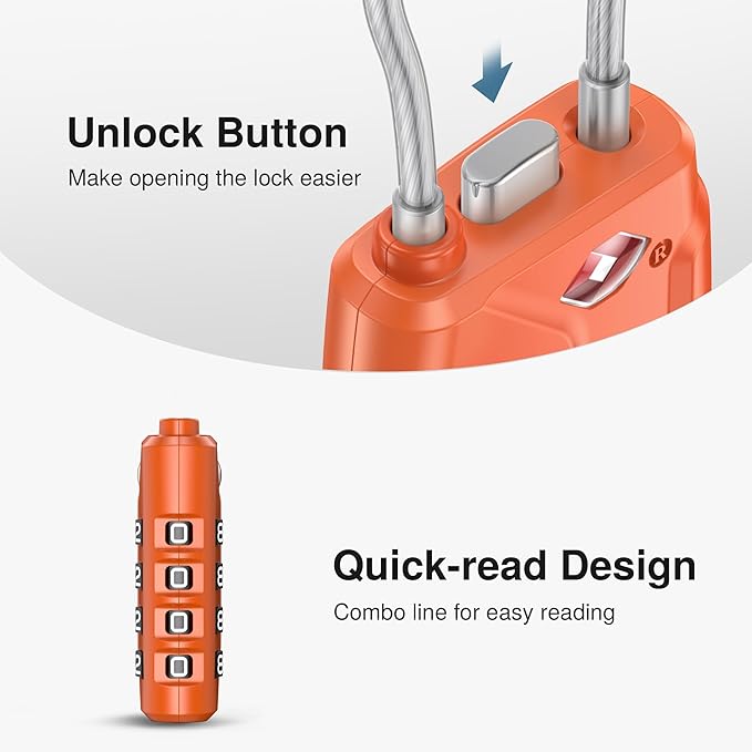 Puroma 2 Pack TSA Approved Luggage Locks, 4 Digit Combination Travel Locks Resettable Code Lock with Zinc Alloy Body for Suitcase, Toolbox, Backpack, Bag, Gym Locker (Basic Robust Orange)