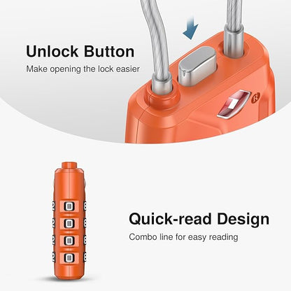 Puroma 2 Pack TSA Approved Luggage Locks, 4 Digit Combination Travel Locks Resettable Code Lock with Zinc Alloy Body for Suitcase, Toolbox, Backpack, Bag, Gym Locker (Basic Robust Orange)