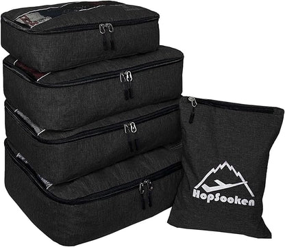 5 Set Packing Cubes for Travel Large Suitcase Luggage Organizer Bags Travel Accessories Vacation 4 Cubes 1 Laundry Pouch Bag