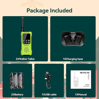 Retevis RT49P Walkie Talkies, Durable 2 Way Radios Long Range, Emergency Rechargeable IP67 Floating Waterproof FRS Walkie Talkies, NOAA SOS Flashlight for Skiing Pool Swimming Shower 2 Pack