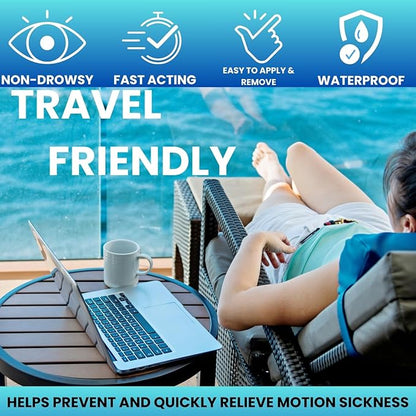Sea Sickness Patches for Cruise - All Natural Motion Sickness Relief for Cruise - Non Drowsy Behind Ear Seasickness Solution for Cruise