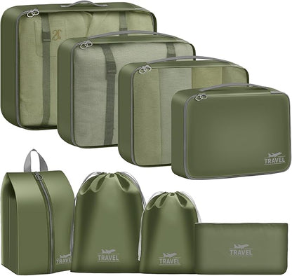 Packing Cubes for Travel - 8 Set Luggage Organizer Bags for Family, Mesh Breathable Packing Cubes for Suitcases Durable Travel Essentials Bags Set