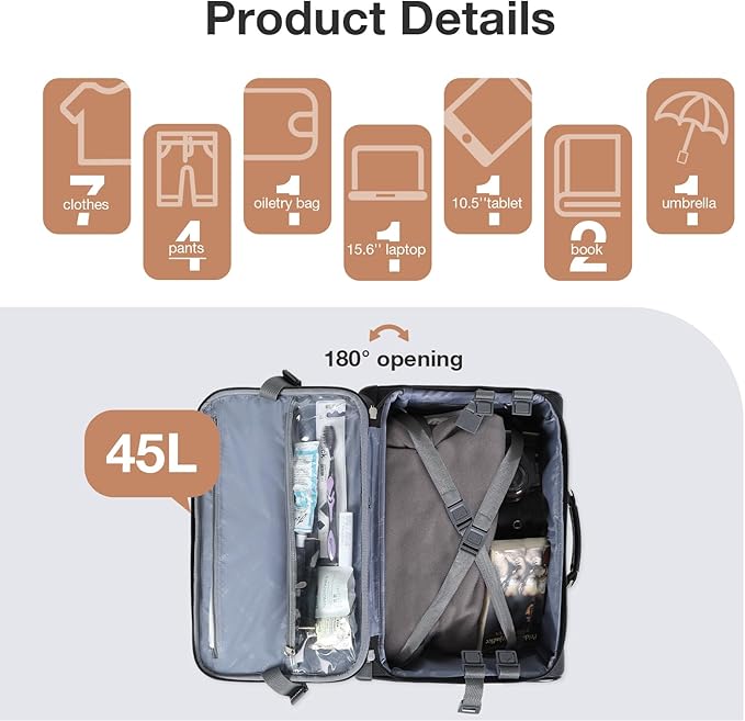 Lekebobor Rolling Laptop Bag Rolling Laptop Briefcase on Wheels for Women Fits Up to 15.6Inch computer Bags Water Resistant for Work Travel and Business, Black