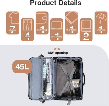 Lekebobor Rolling Laptop Bag Rolling Laptop Briefcase on Wheels for Women Fits Up to 15.6Inch computer Bags Water Resistant for Work Travel and Business, Black