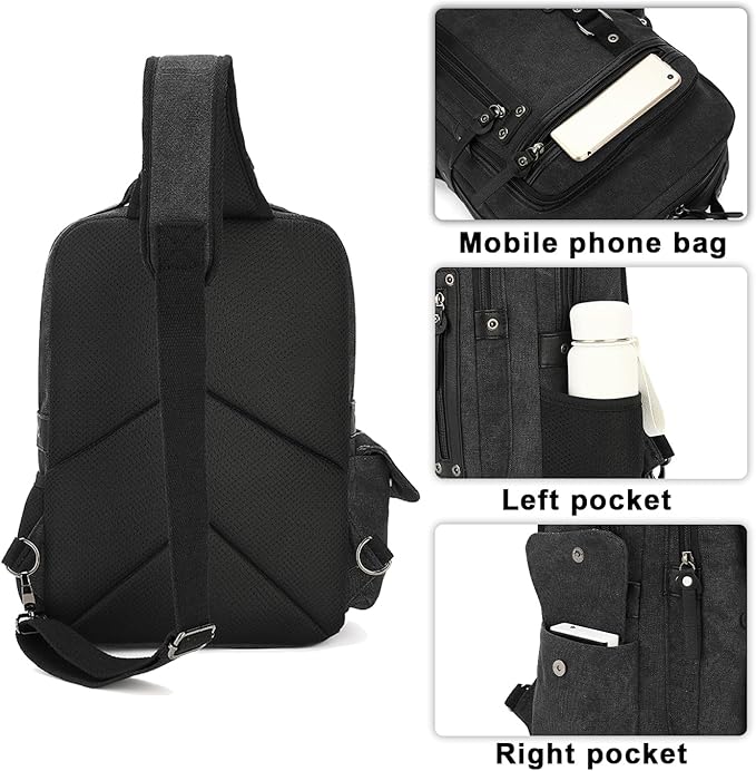Vintage Messenger Bag, Canvas Backpack for Travel, Men's Shoulder Bag, Dual-use Bag for Hand Carry and Crossbody Carry