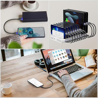 6 inch Short USB C Cable Bulk 10 Pack, Multipack Short USB A to USB C Cable for Fast Charging Stations, 0.5ft Type C Charger Cord for iPhone 16 15 Samsung Galaxy S24 S23 S20 S10 S9 Note 20 10 9