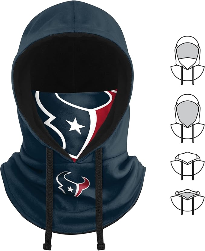 NFL Team Logo Team Color Drawstring Winter Cap Hooded Gaiter Balaclava Face Cover